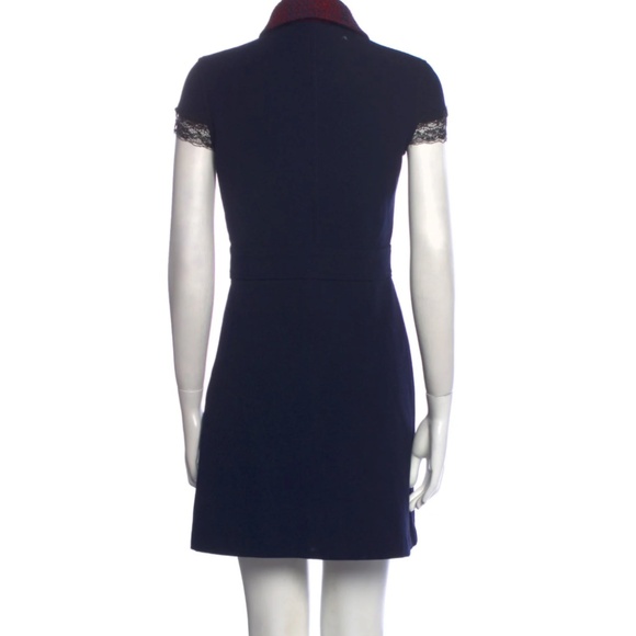 NWT $260 MAJE Riloid lace-trim crepe dress in Navy - size Maje 2! - Picture 6 of 6